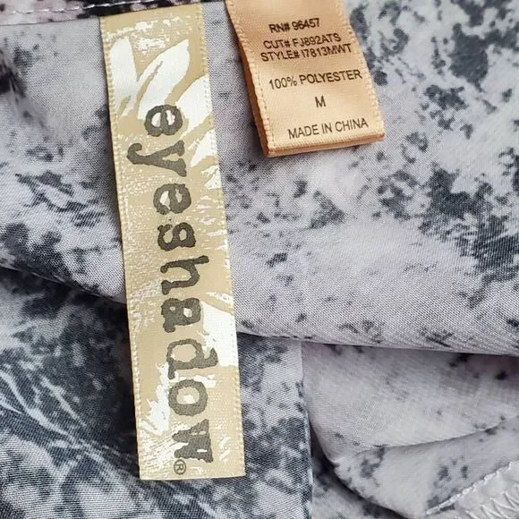 Eyeshadow Women’s High-Low Tunic Top Size M Pink Black Marble Sheer Cap Sleeve B - Picture 5 of 6